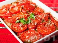 Рецепта Пирян - запечени картофи, ориз и домати на фурна